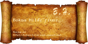 Boksa Hiláriusz névjegykártya